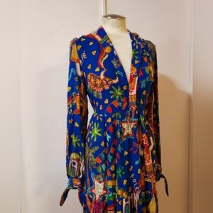 Nwt Farm Rio Santa Fe Cobalt Blue maxi dress Plunging neckline size L